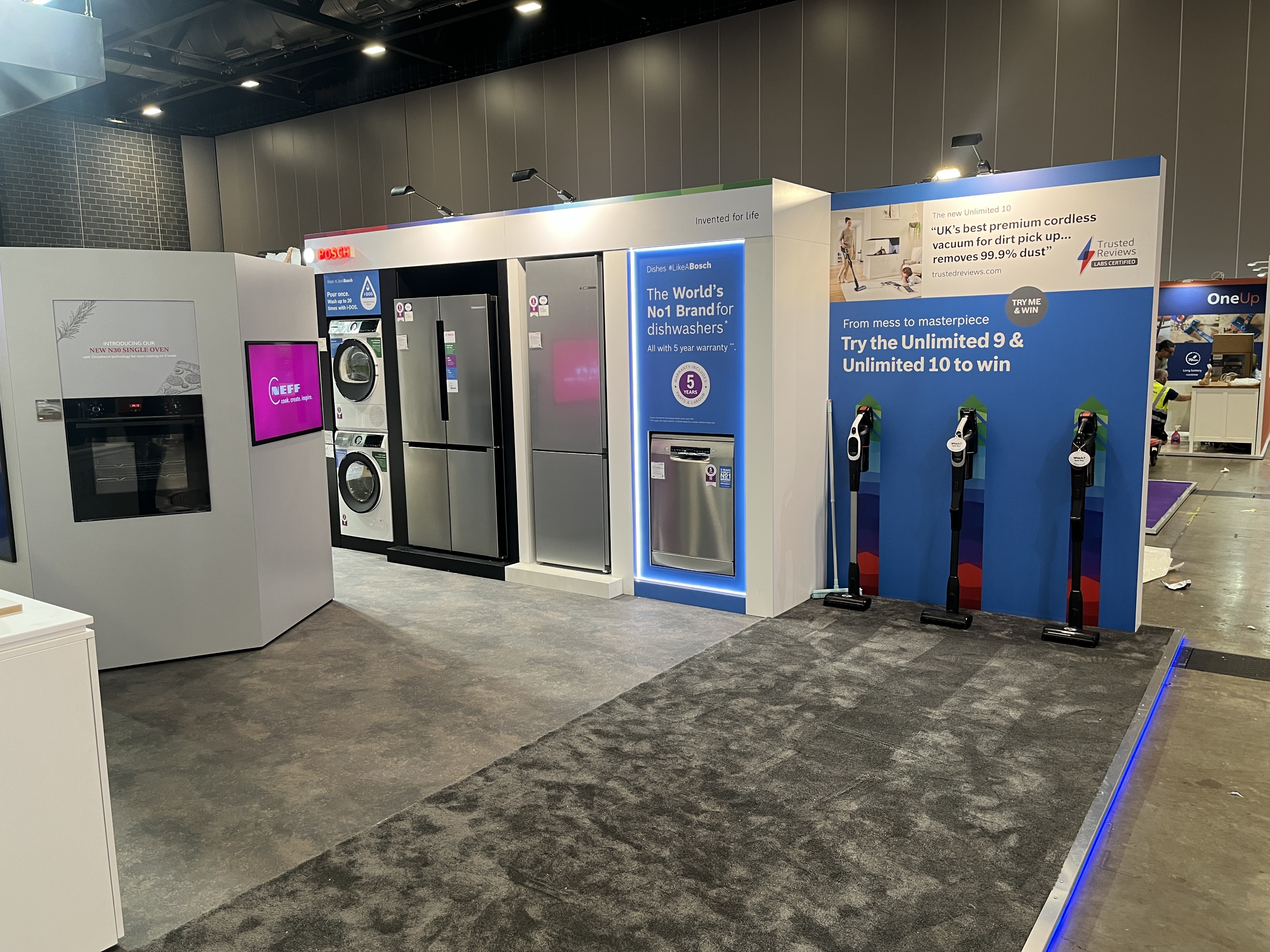 Bosch cooking and floorcare stand at Currys Peak 2025
